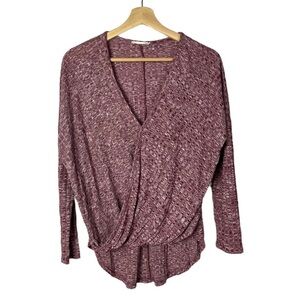 Boutique R2D Red Faux Wrap Front Long Sleeve Blouse S